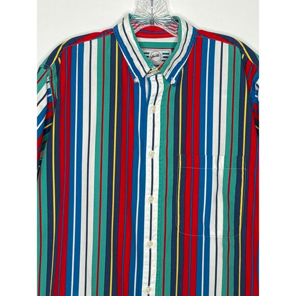 Vintage Sears Striped Cotton Short Sleeve Shirt 80s 90s Retro large - Picture 5 of 12